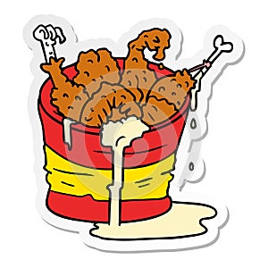 hand drawn sticker cartoon doodle bucket of fried chicken