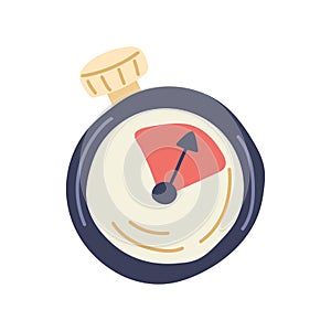 Hand drawn stopwatch with arrow and red dedicated sector vector doodle illustration