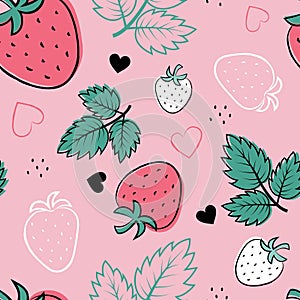 Hand drawn strawberry seamless pattern