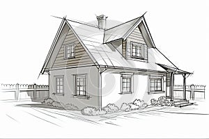 Hand drawn style architectural sketch house