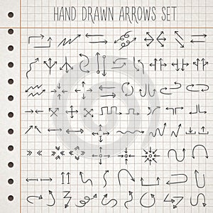 Hand drawn style arrows set