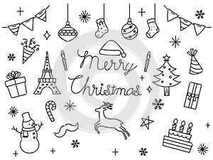 Hand drawn style Christmas illustration set