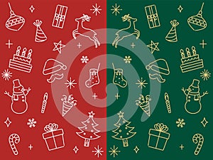 Hand drawn style Christmas illustration set