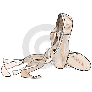 Hand-drawn style pointe shoes.