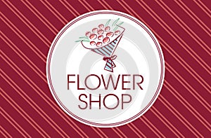 Hand-drawn stylish bouquet of flowers. Flower shop logo