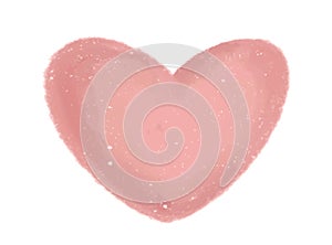 Hand drawn stylized heart. Pink heart with chalk texture