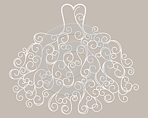 Hand Drawn Stylized Swirl Wedding Dress Vector