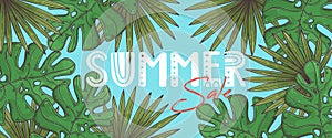 Hand drawn summer banner Vector.