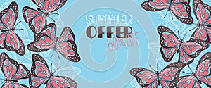 Hand drawn summer banner Vector.