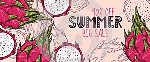 Hand drawn summer banner Vector.