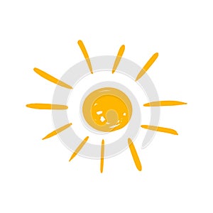 Hand drawn sun vector icon. Sun sketch doodle illustration. Hand