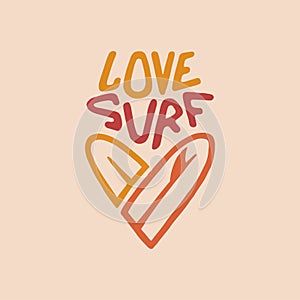 Hand drawn surfing related quote. Vector vintage illustration.