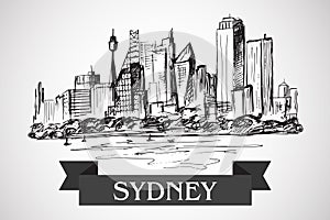 Hand drawn Sydney sityscape