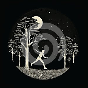 Hand-drawn T-shirt Graphic: Michael Playing Frisbee In The Park