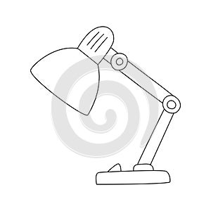 Hand drawn Table lamp. Electric lighting appliance. Black and whiye doodle vector illustration isolated on a white