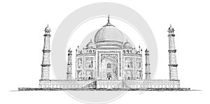 Hand Drawn Taj Mahal Vector Sketch Illustration