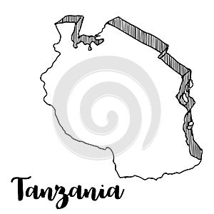 Hand drawn of Tanzania map