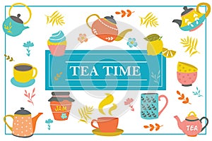 Hand Drawn Tea Time Colorful Template