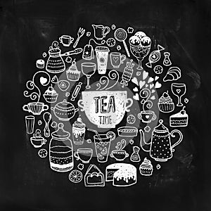 Hand drawn tea time illustration