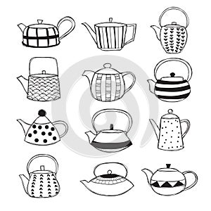 Hand drawn teapots