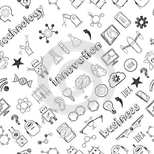 Hand Drawn Technology Innovations Seamless Pattern