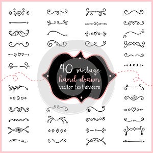 Hand drawn text dividers vector doodle. Wedding dividers clip art for invitation. photo