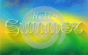 Hand drawn text HELLO SUMMER lettering