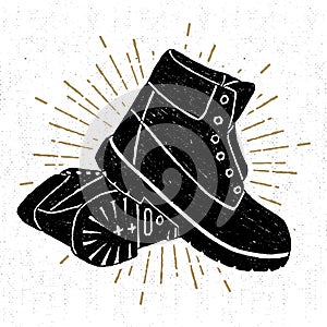 Hand drawn textured boots vector illustration