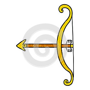 hand drawn textured cartoon doodle of a bow and arrow