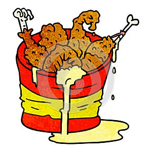 hand drawn textured cartoon doodle bucket of fried chicken