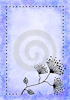 Hand drawn textured floral background. Card with flowers, leaves and brushstrokes