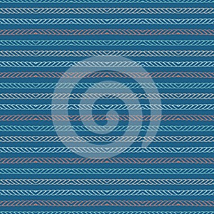 Hand drawn textured maritime rope stripes. Seamless vector pattern. Striped seaside coastal fashion textiles. All over print.