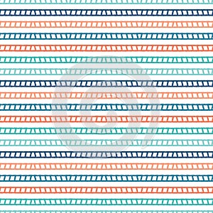 Hand drawn textured maritime rope stripes. Seamless vector pattern. Striped seaside coastal fashion textiles. All over print.