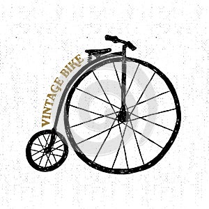 Hand drawn textured vintage icon with bicycle vector illustration