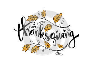 Hand drawn Thanksgiving typography poster.