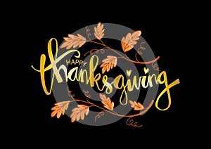 Hand drawn Thanksgiving typography poster.