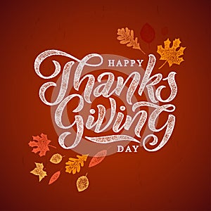 Hand drawn Thanksgiving typography poster. Celebration quote