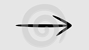 Hand drawn thin arrow graphic animation. Alpha channel. Doodle arrow on transparent background motion design