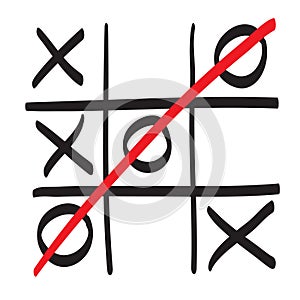 Hand drawn tic tac toe vector scribble icon symbol illustration