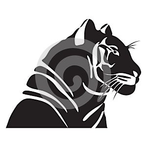 Hand drawn tiger fill icon. Feline predator head glyph logo, symbol of 2022 year. Doodle, sketch style. Isolated. Vector photo