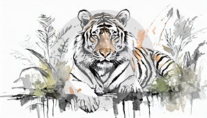 Hand drawn tiger portrait
