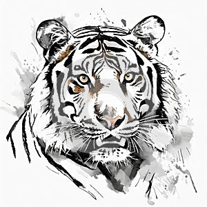 Hand drawn tiger portrait