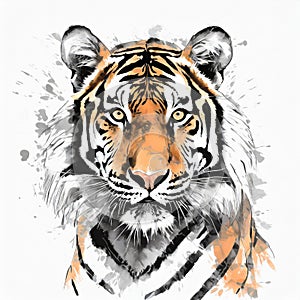 Hand drawn tiger portrait