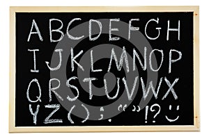 Hand drawn A to Z alphabet blackboard