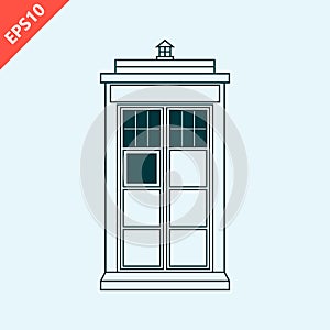 Hand drawn Traditional British police box design vector isolated illustration