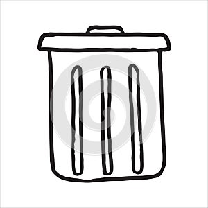 Hand drawn trash can doodle icon