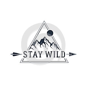 Hand drawn travel badge with textured vector illustration.