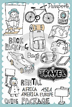 Hand drawn travel set 02