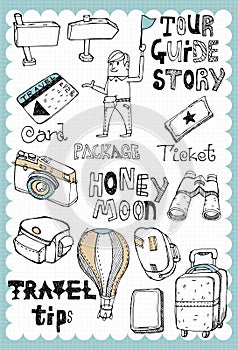 Hand drawn travel set 03