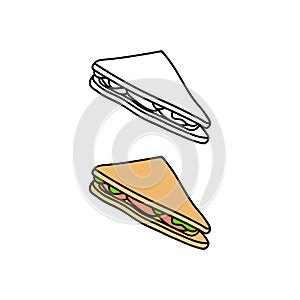 Hand drawn triangle sandwich.